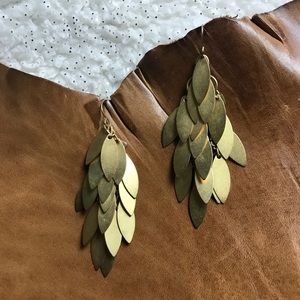 Gold Bronze Leaf Shape Earrings